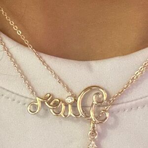 real 18k gold dior necklace with real diamond emblem on the letter “i”